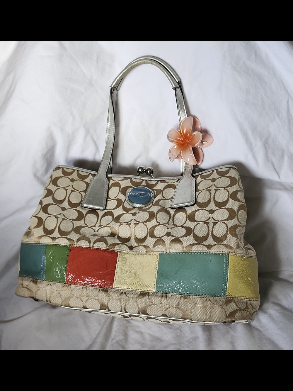 Coach Multicolor Patchwork Kisslock Bag